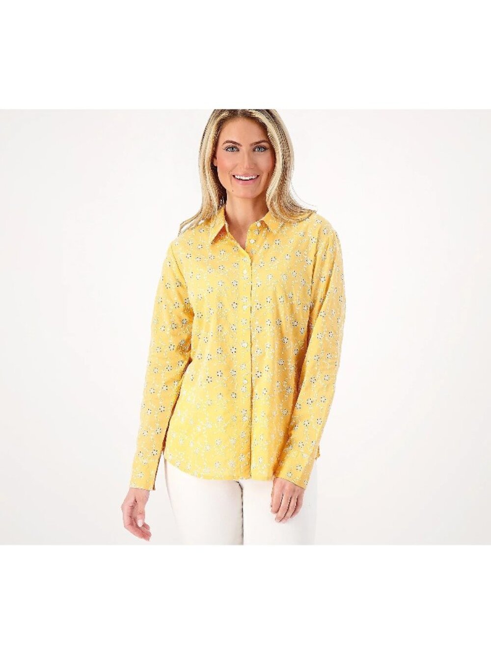 Candace Cameron Bure Shirt 3X Petite Button Front Eyelet Cantaloupe NEW